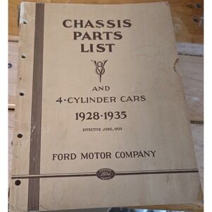 1935 Ford Chassis Parts List Manual 1928-1935 V8 4-Cylinder Cars Model A B V8